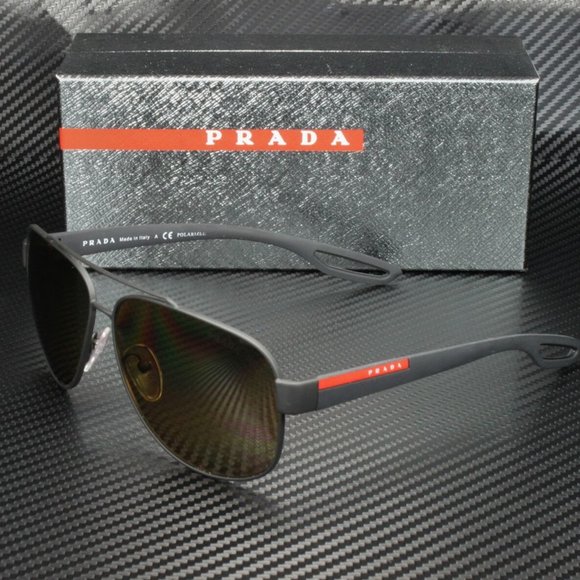 Prada Men's Black and Brown Polarized Sunglasses - Picture 1 of 4
